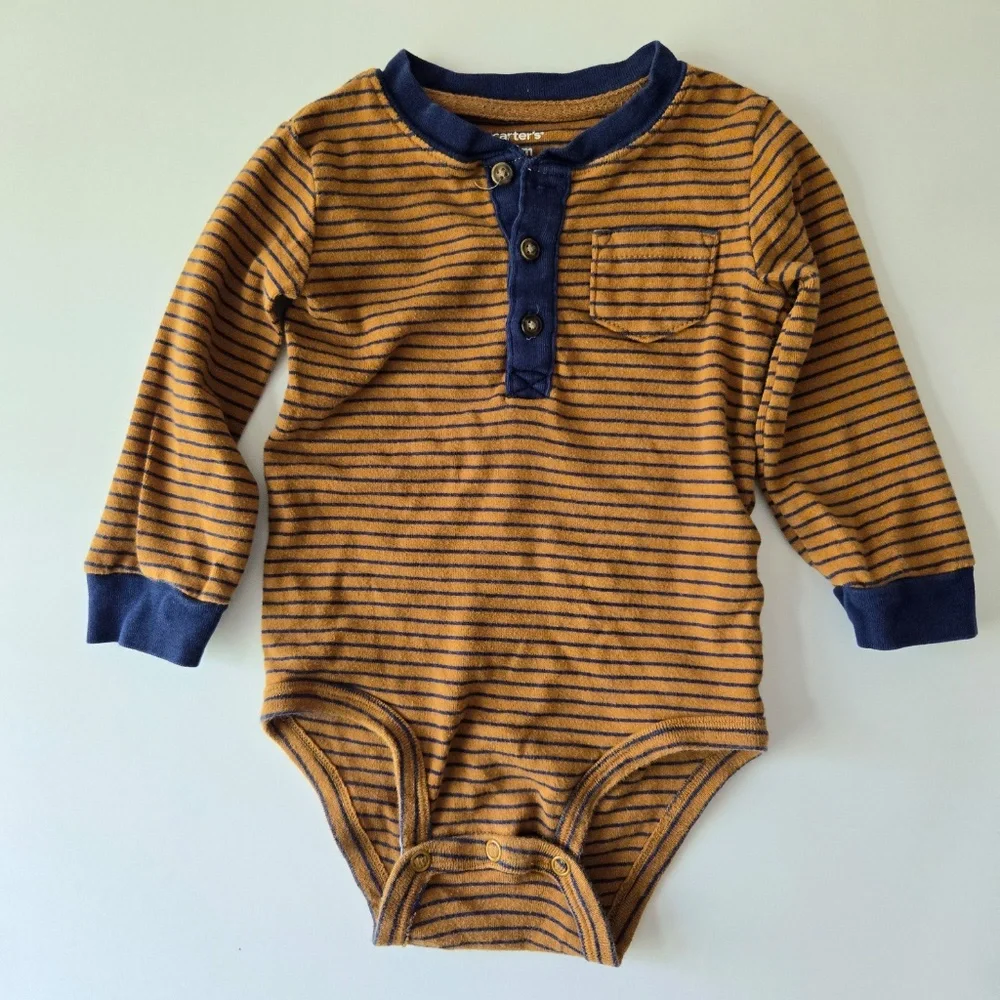 3Pack Carter's Long Sleeve Colorblock Bodysuit Onesies